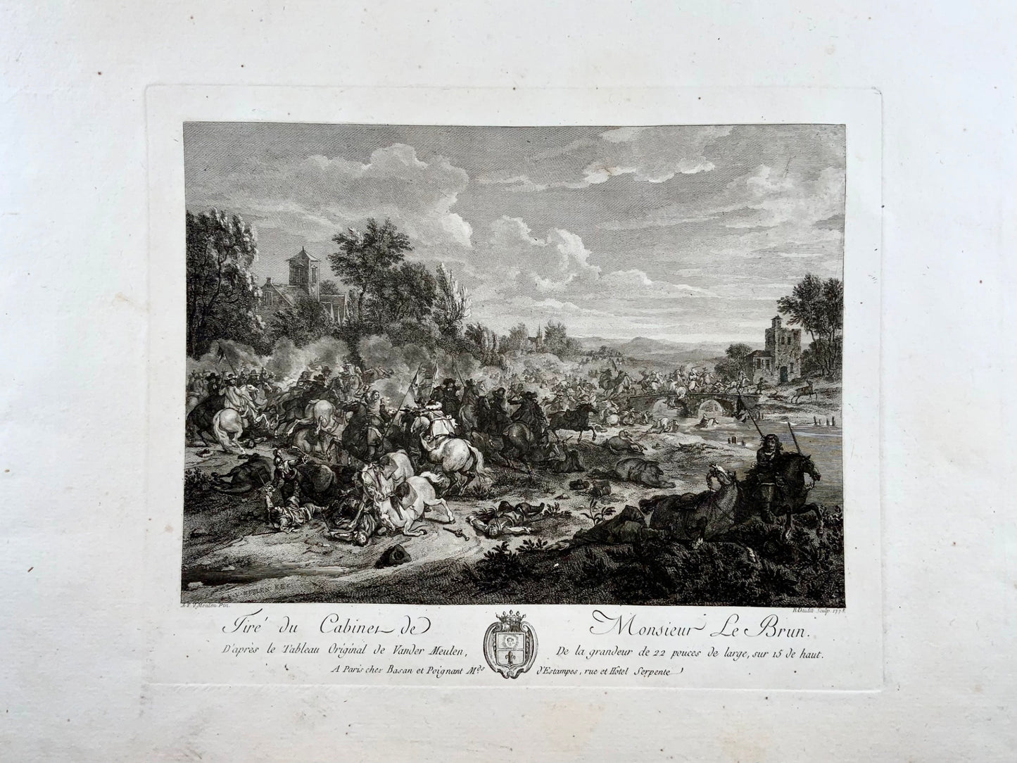 1775 Battle, French cavalry attack, van der Meulen del, Master Engraving