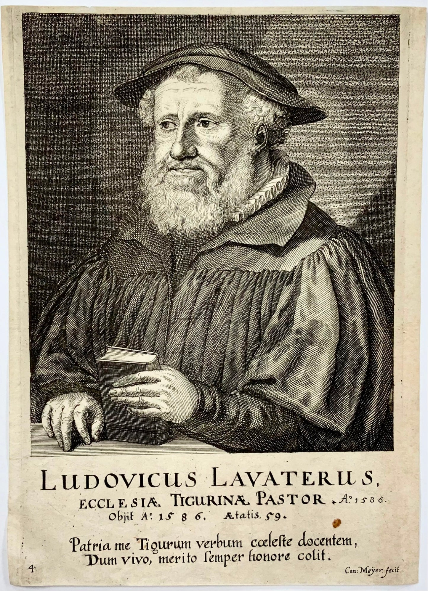 1640 Portrait of Ludwig Lavater, engraved by Conrad Meyer, Switzerland