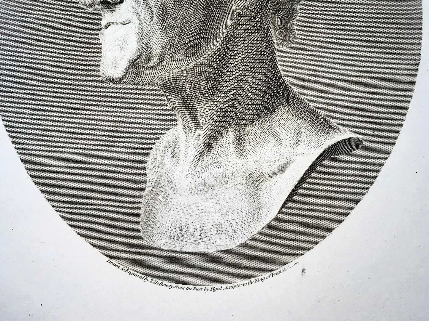 1778 VOLTAIRE fine folio engraved portrait of Thomas Holloway