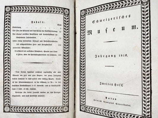 1816 Ignaz Troxler, Idées sur l'État ; Liberté de la presse, éditions originales, articles