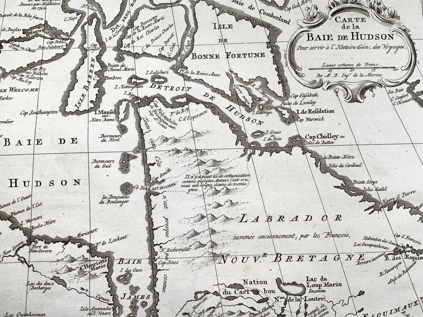 1773 Bellin, carte, Baie d'Hudson, Canada, Baie James, Labrador