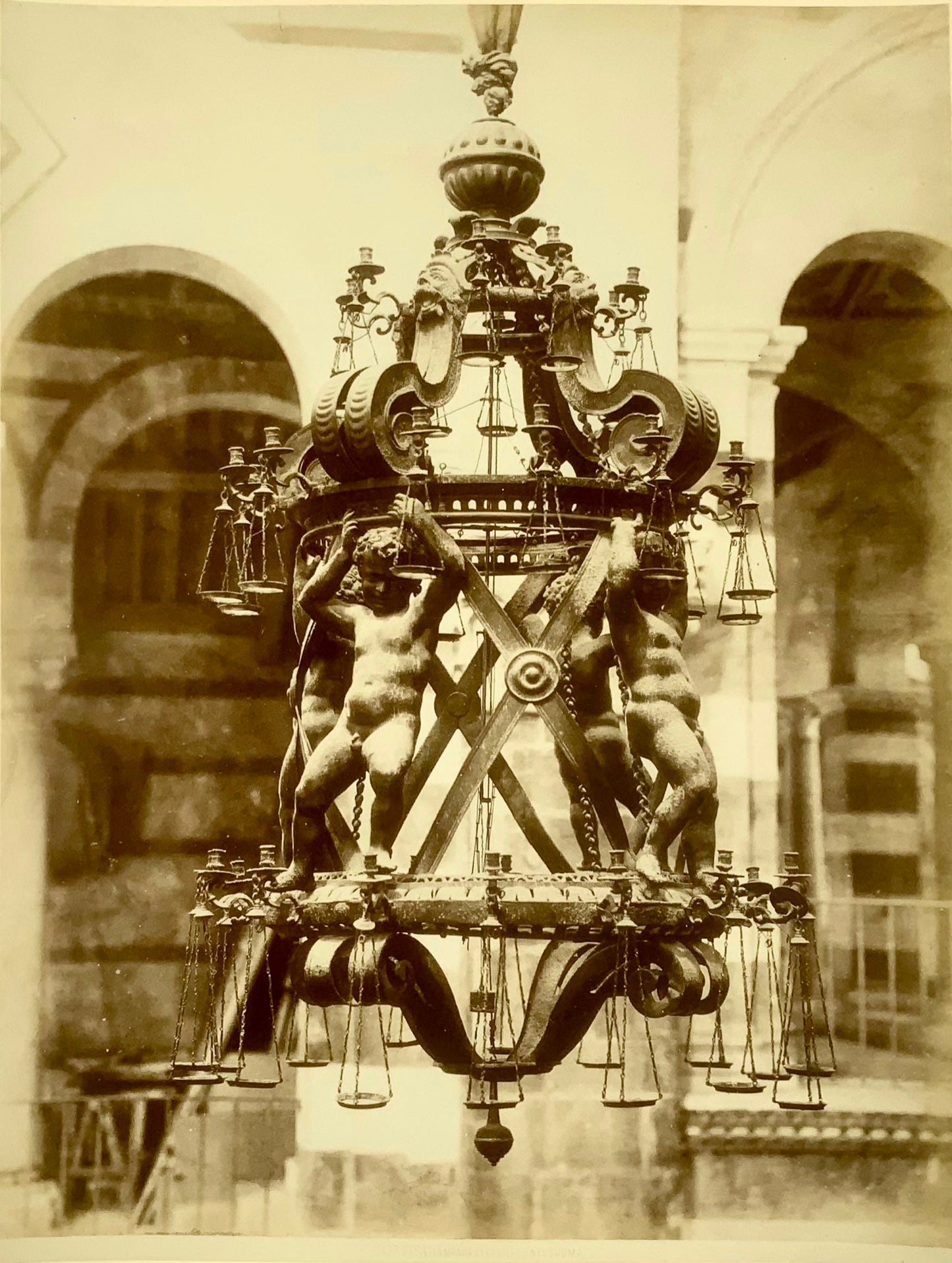 1870s Giacomo Brogi, Pisa, Lampada di Galileo, albumen print