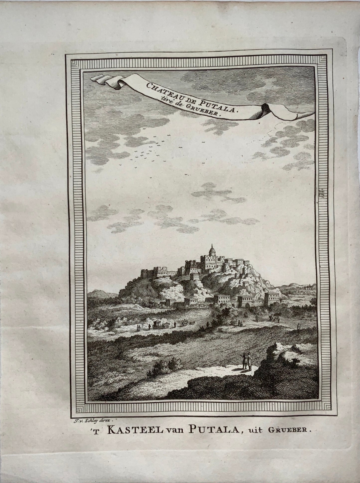 1772 Schley - Chateau de Putala - Potala Palace, Lhasa, Tibet engraving - Travel