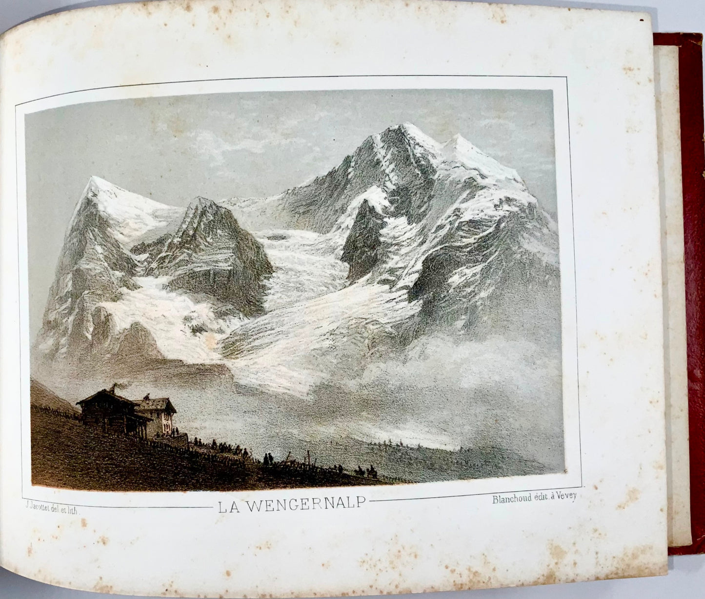 1850 Souvenir album, 19 toned lithographs of Bernese Oberland, Switzerland