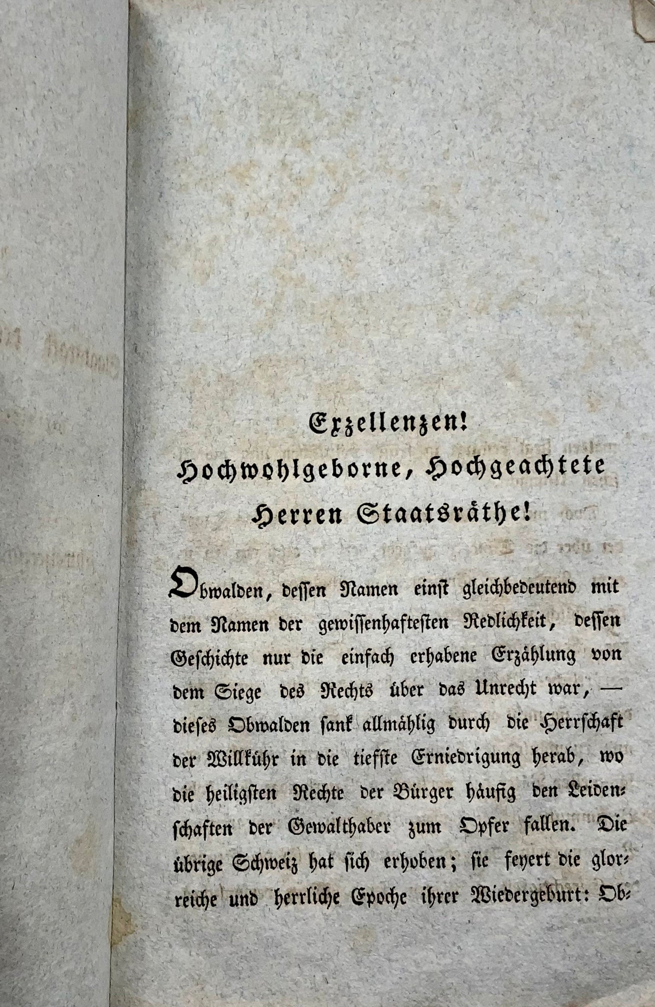 1831 Ouvrage polémique contre la politique dominante à Obwald, Suisse, brochure