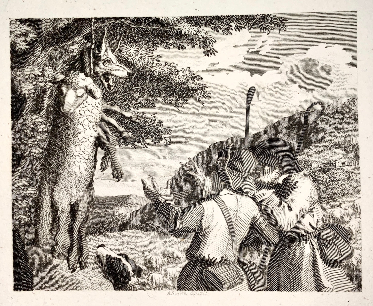 1780 c. A. Smith, sculp. - A Wolf in Sheep’s Cothing - copper engraving - Fable