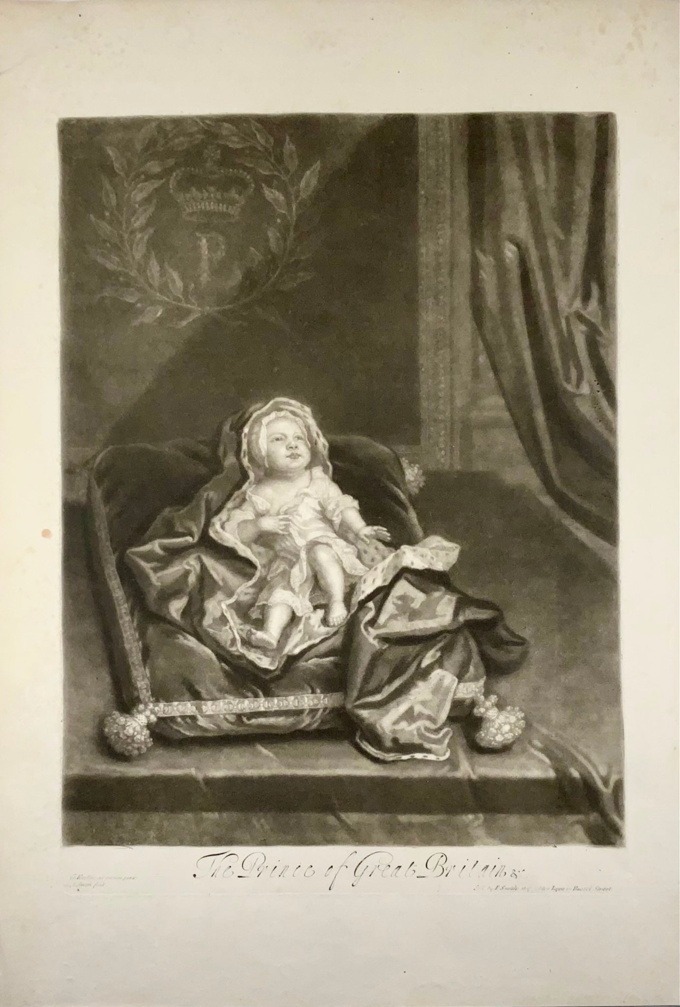 1688 vers. Dieu. Kneller d'après J. Smith, Portrait de James Stuart, le vieux prétendant