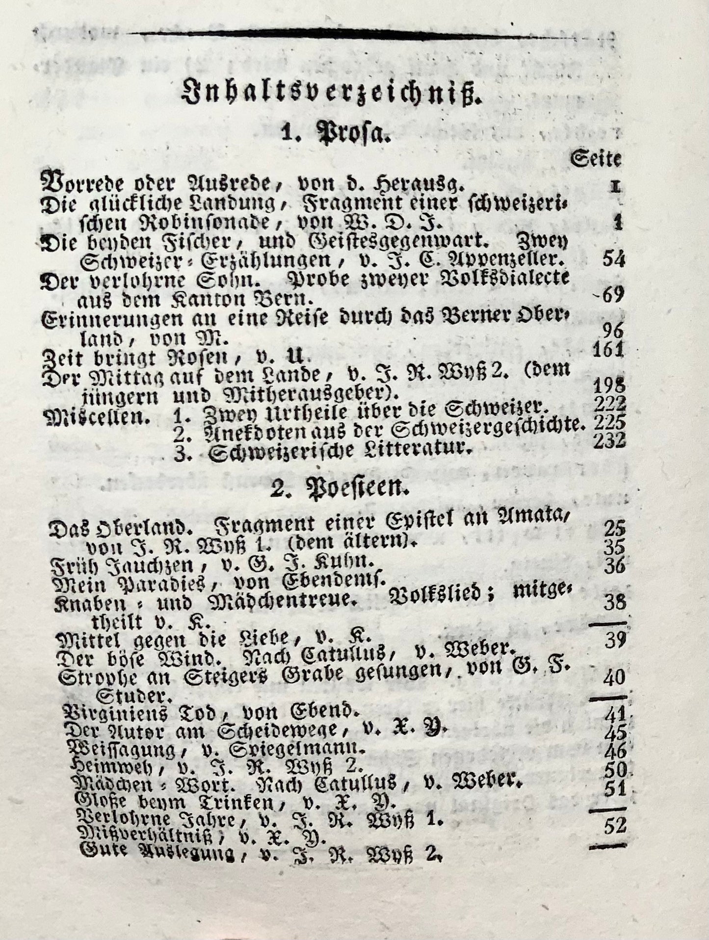 1811 Robinsonade, Almanach, Alpenrosen, Kuhn, Meisner, Wyss, 6 planches, 2 notations musicales, littérature, Suisse