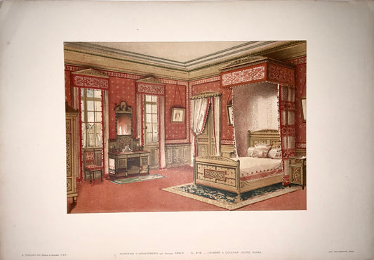 1897 Georges REMON - Chromolithograph - Interior Design - 52 cm - CHAMBRE