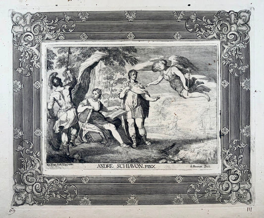 1728 Aeneas takes leave of Dido, after Andrea Schiavone by Prenner, folio, master engraving