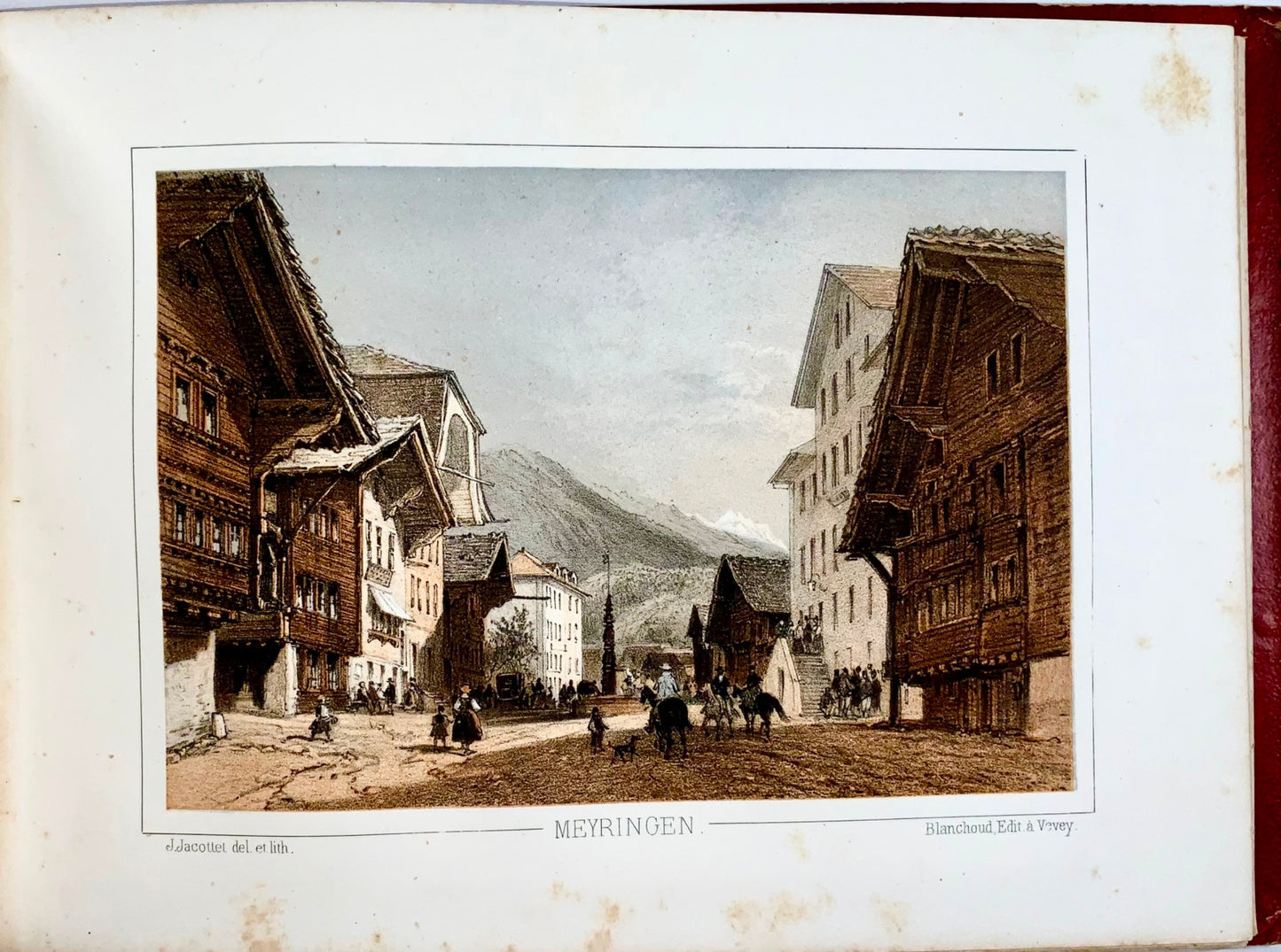 1850 Souvenir album, 19 toned lithographs of Bernese Oberland, Switzerland