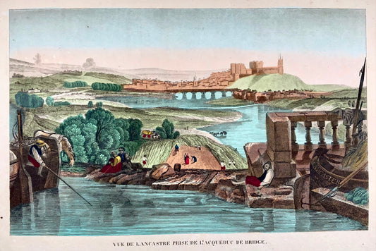 1825 Lancaster Angleterre, Français Vue d'optique d'après JMW Turner, grand in-folio, topographie