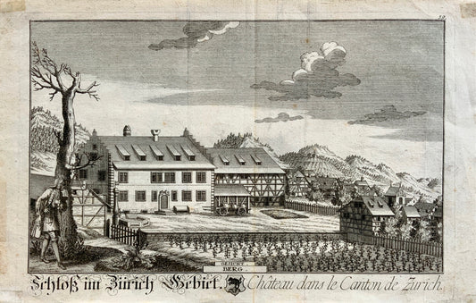 1754 David Herrliberger; Castle of Irchel, Andelfingen, Zurich Switzerland