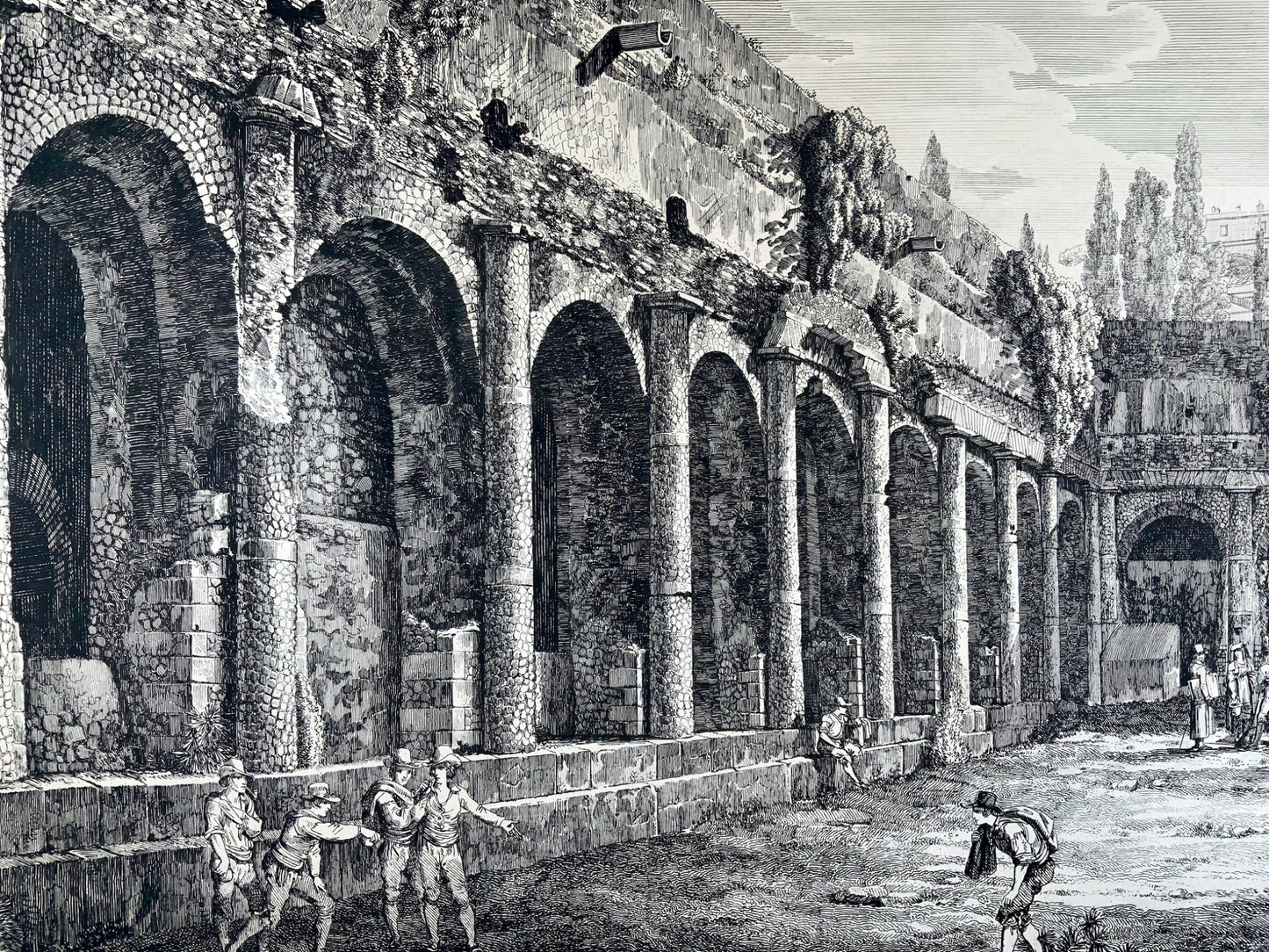 1824 Luigi Rossini, Villa Mecenate, Tivoli, Rome, 52x64 cm, gravure sur cuivre