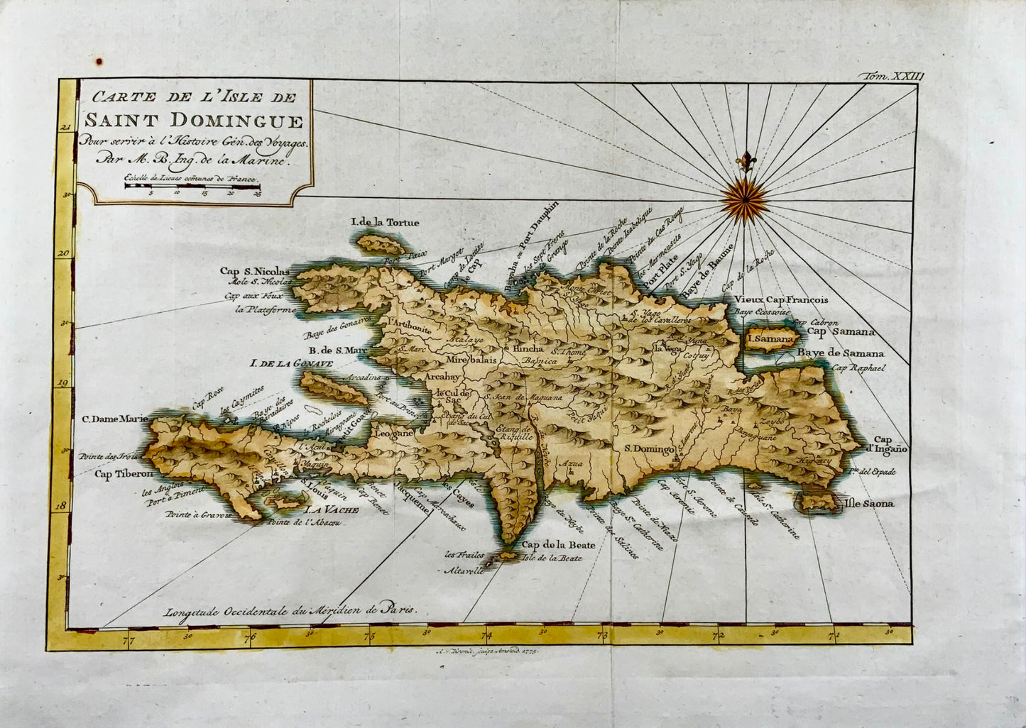 1775 A. van Krevelt; Carte de l'Isle de Saint Domingue, Hispaniola - Carte