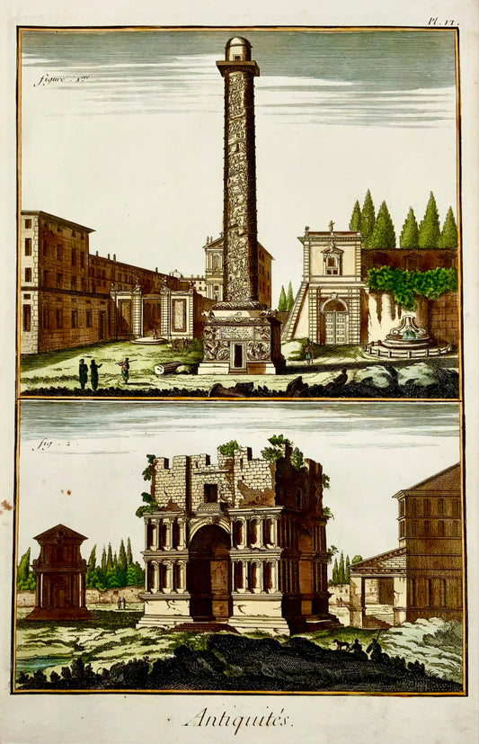 1777 Diderot - Italie : Antiquités romaines - gravure sur cuivre - Grand in-folio