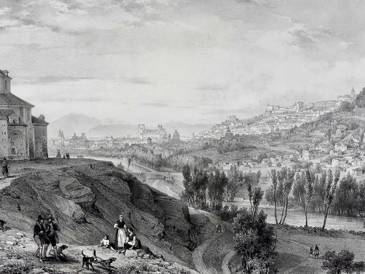 1844 Granada, Vista general, Nicolas Chapuy, stone lithograph 38.6 x 49.3 cm