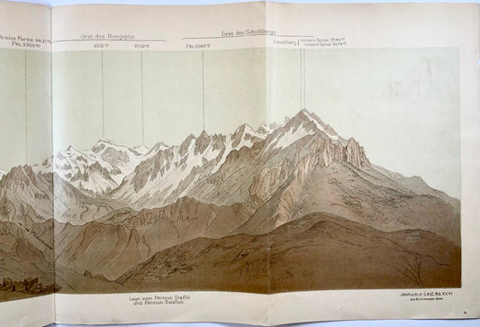 1891 Panorama of Valais & Bernese Alps, Partnuner, 62 cm, Switzerland