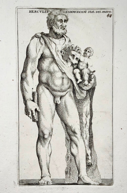1779 Statue d'Hercule, gravure, "Calcografia di Roma"