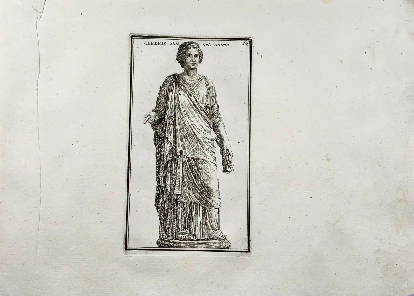 1779 Statue of Ceres, God of Agriculture, engraving, "Calcografia di Roma"
