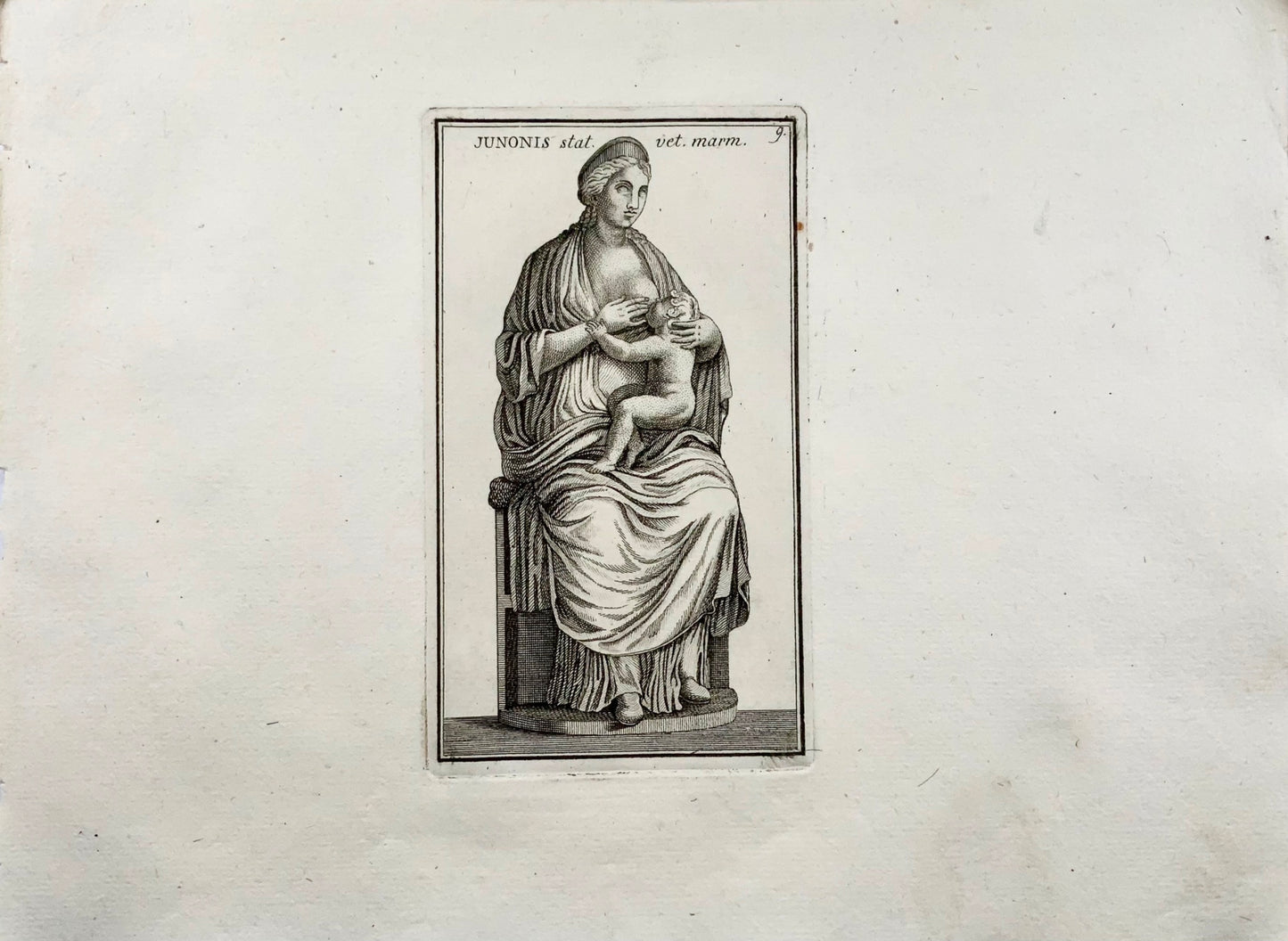 1779 Statue of Juno, God of Birth, engraving, "Calcografia di Roma"