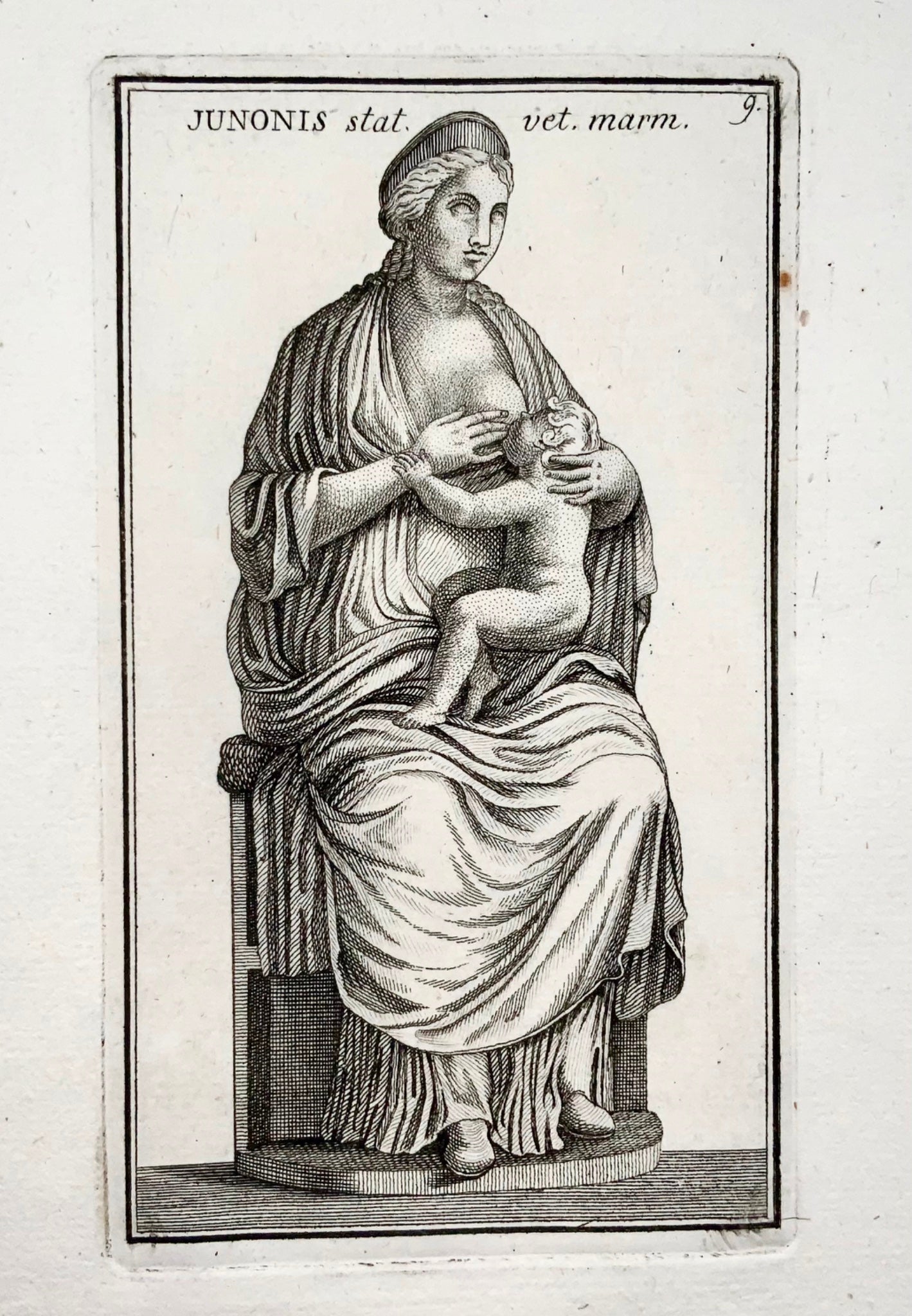 1779 Statue of Juno, God of Birth, engraving, "Calcografia di Roma"