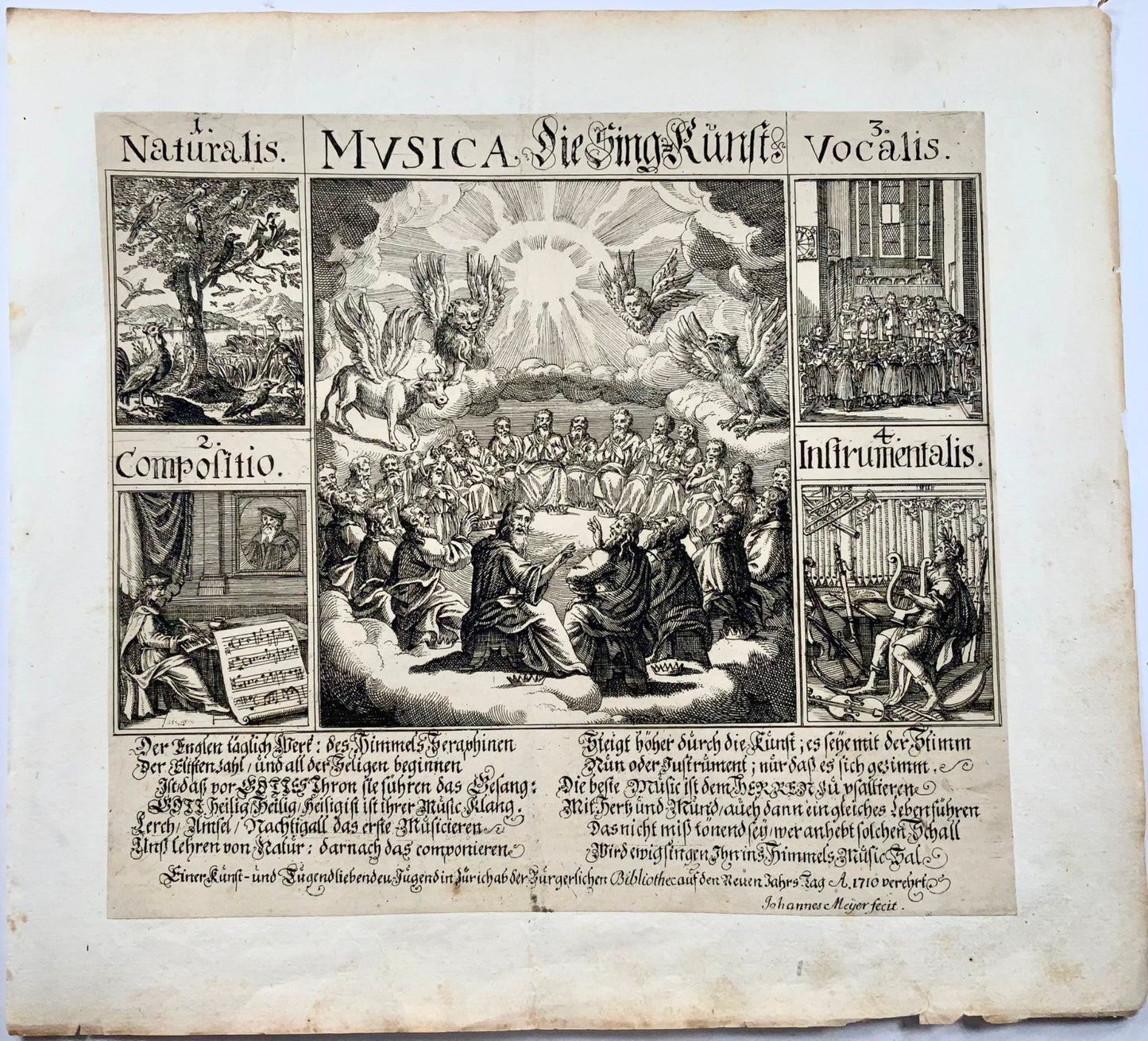 1710 Jean. Meyer, Broadside dédié à la Musique, à l'Art du Chant, à la composition