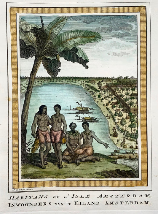 1749 J. Von Schley, Natives of New Amsterdam, Pacific Island, topographie étrangère