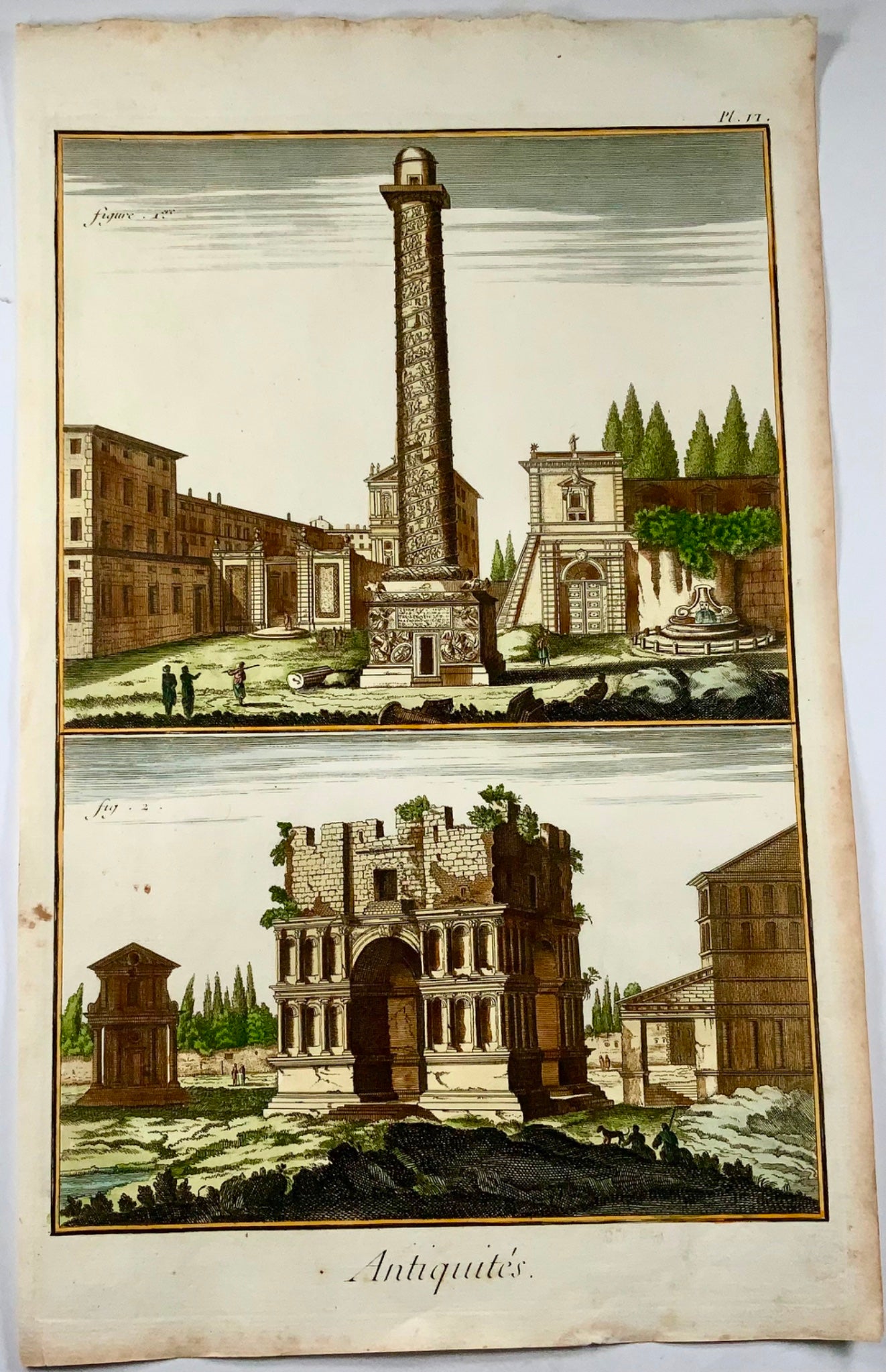 1777 Diderot, Italie : Rome, Colonne de Trajan et Arc de Janus, grand folio