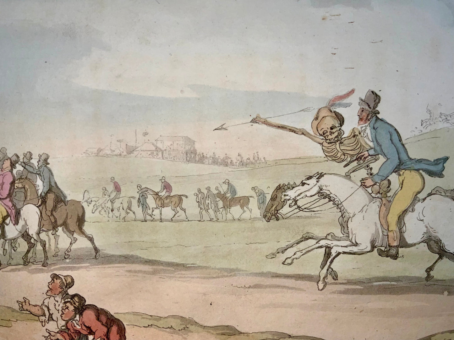 1814 Horse Racing, Rowlandson, Dance of Death, caricature, aquatint