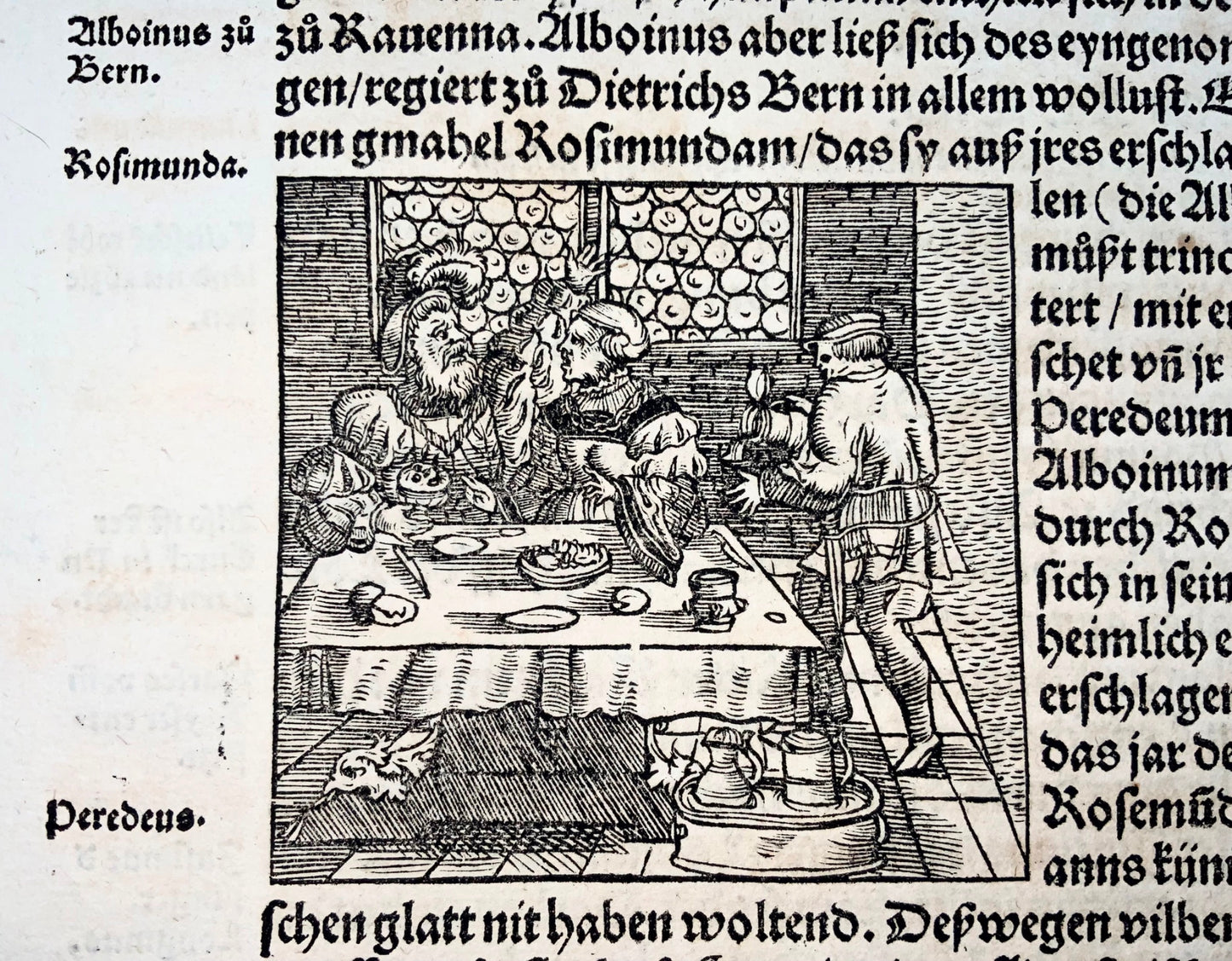 1548 Alboin et Rosamund en fête, Vogtherr, gravure sur bois