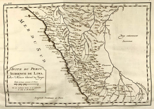 1756 d’ Anville map of the coast of Peru by Bellin, including Lima