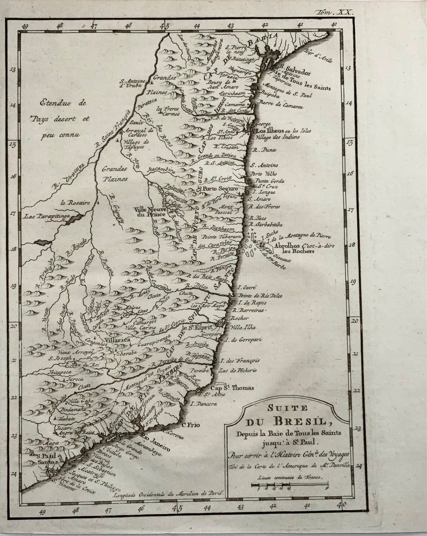1757 Uruguay et Brésil, Jacques Bellin, 'Suite du Brésil', carte gravée