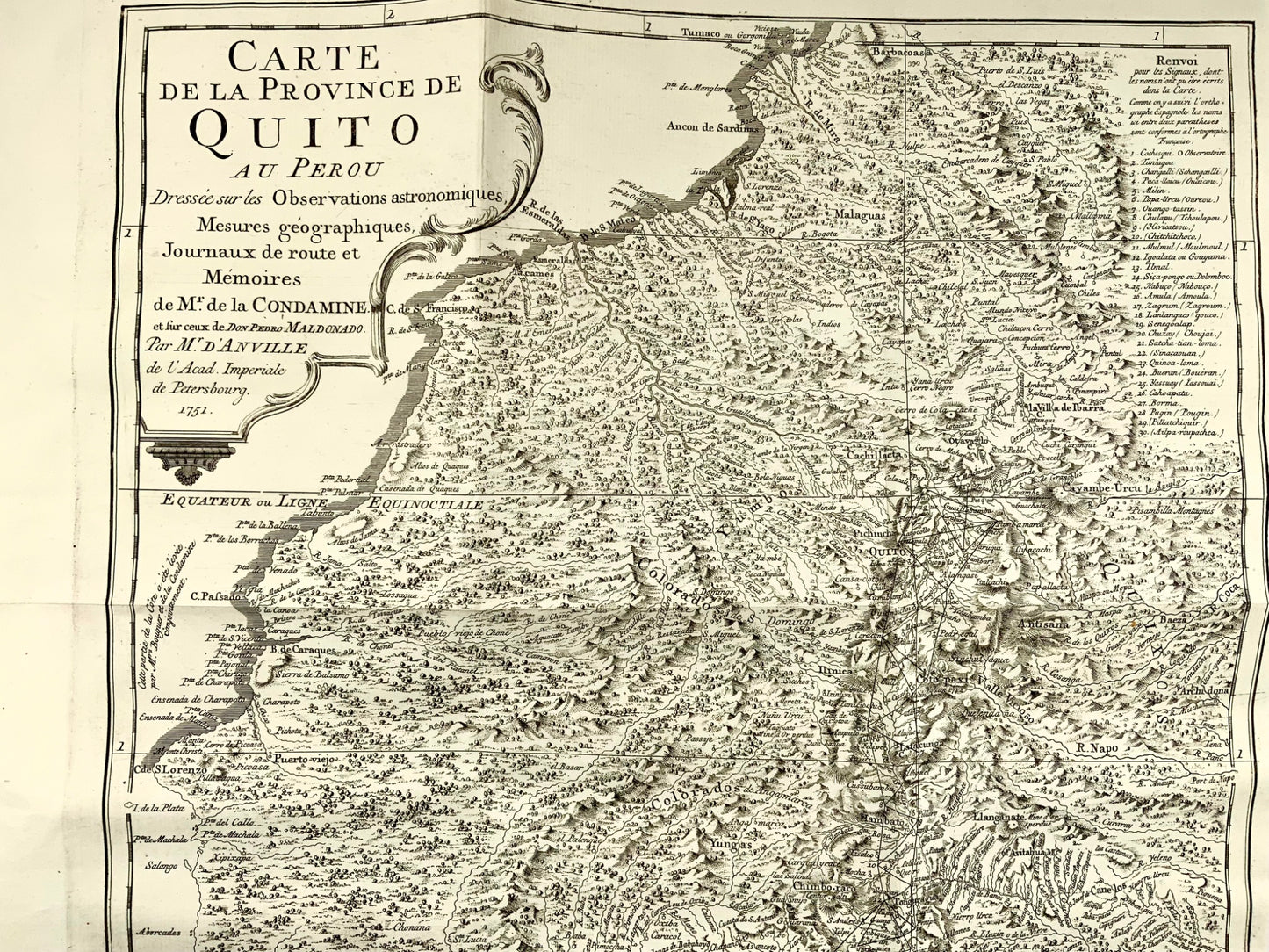 1756 Condamine, Map of the province of Quito in Peru, Ecuador