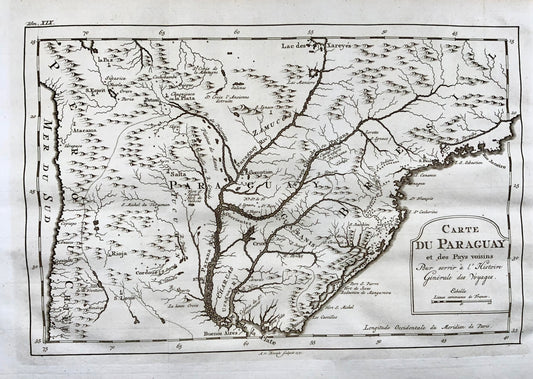 1771 Bellin, Carte du Paraguay, [ Brazil, Peru, Chile, Uruguay ] map