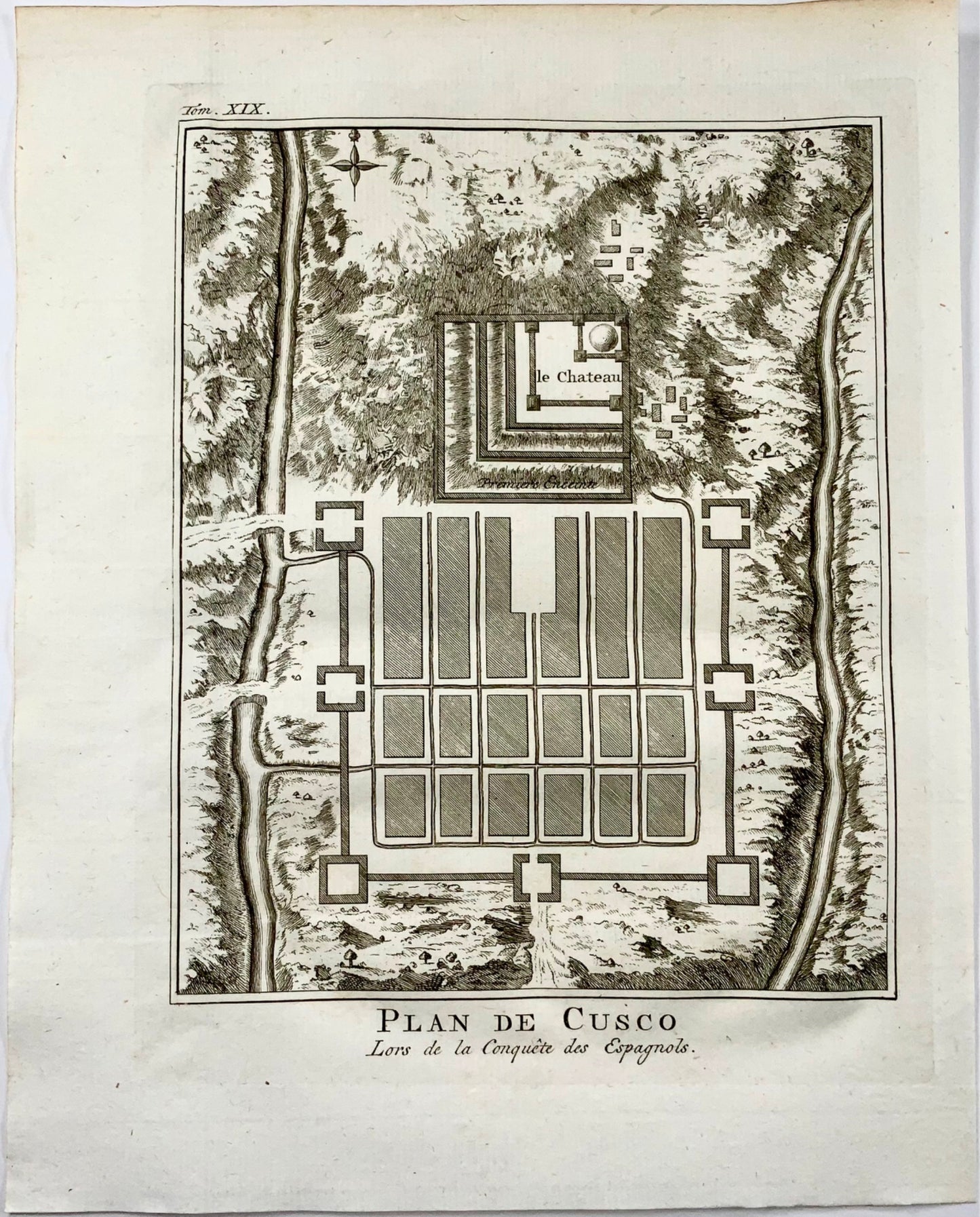 1756 'Plan de Cusco'. City plan of Cusco, Peru, map