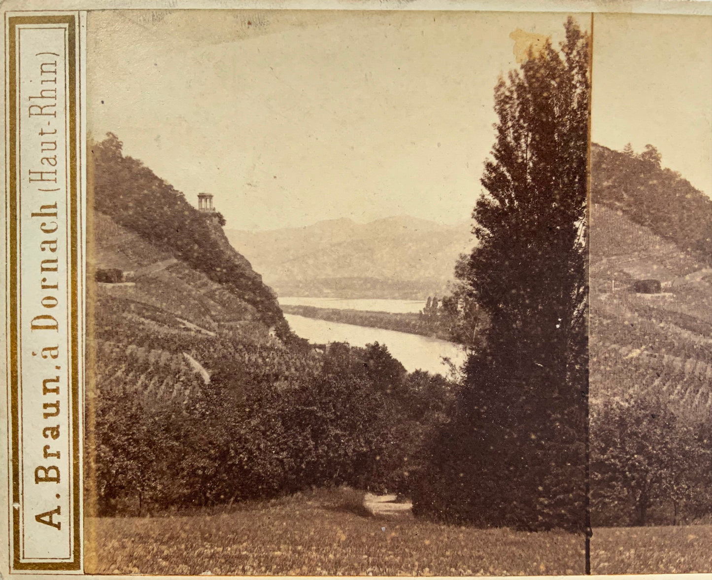 1860s Adolphe Braun, Rolandseck, Germany, stereo photograph