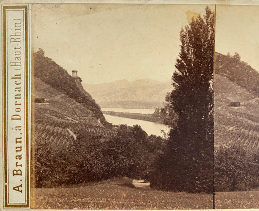 1860s Adolphe Braun, Rolandseck, Germany, stereo photograph