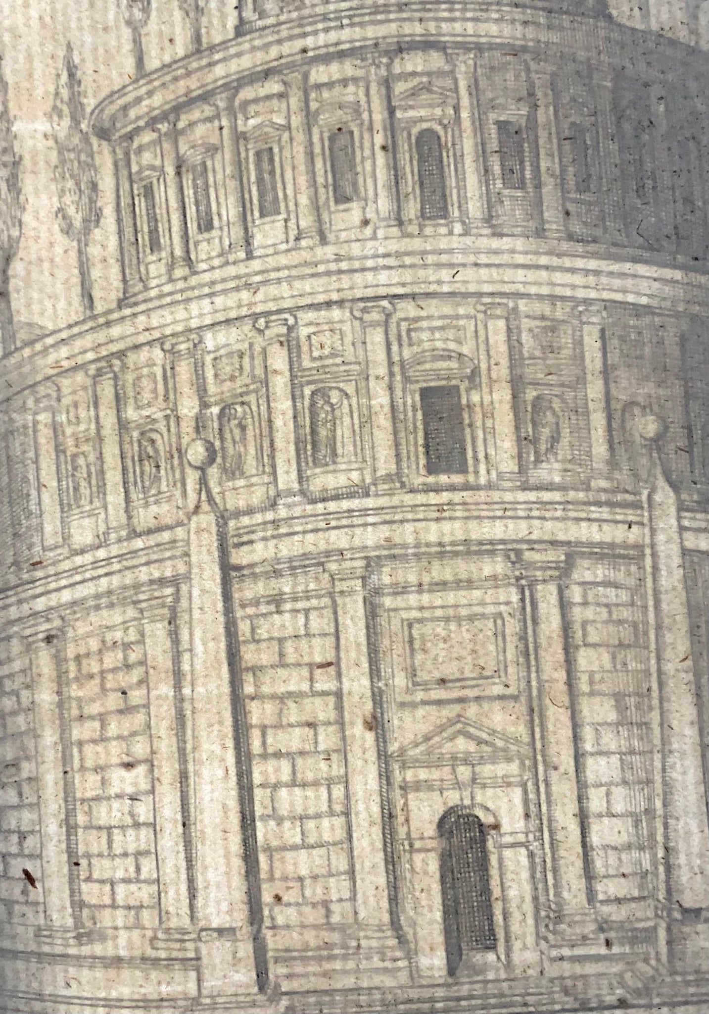 1624 Lauro, Giacomo, Mausoleum of Augustus, folio, copper engraving, Rome, Italy, classical architecture