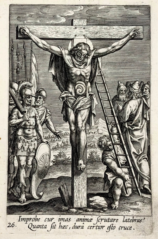 1608 Crucifixion, Apostle Philipp, Adriaen Collaert, master engraving, religious