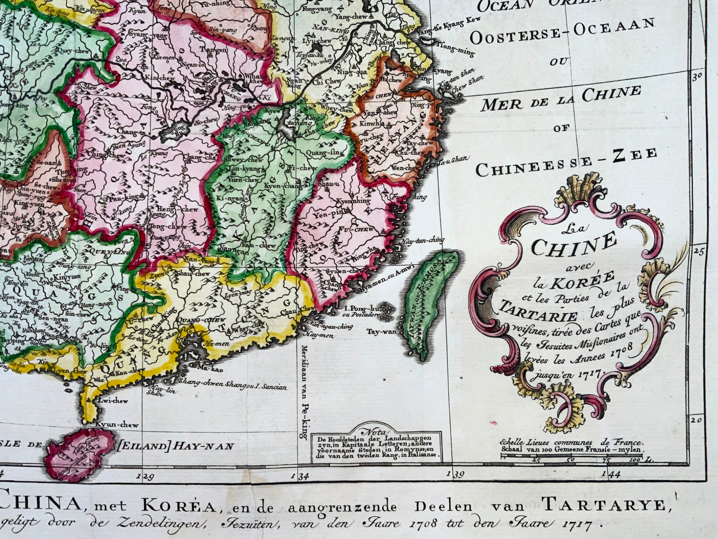 1717 China, Korea, Tartary, Bellin, Schley, large hand coloured map