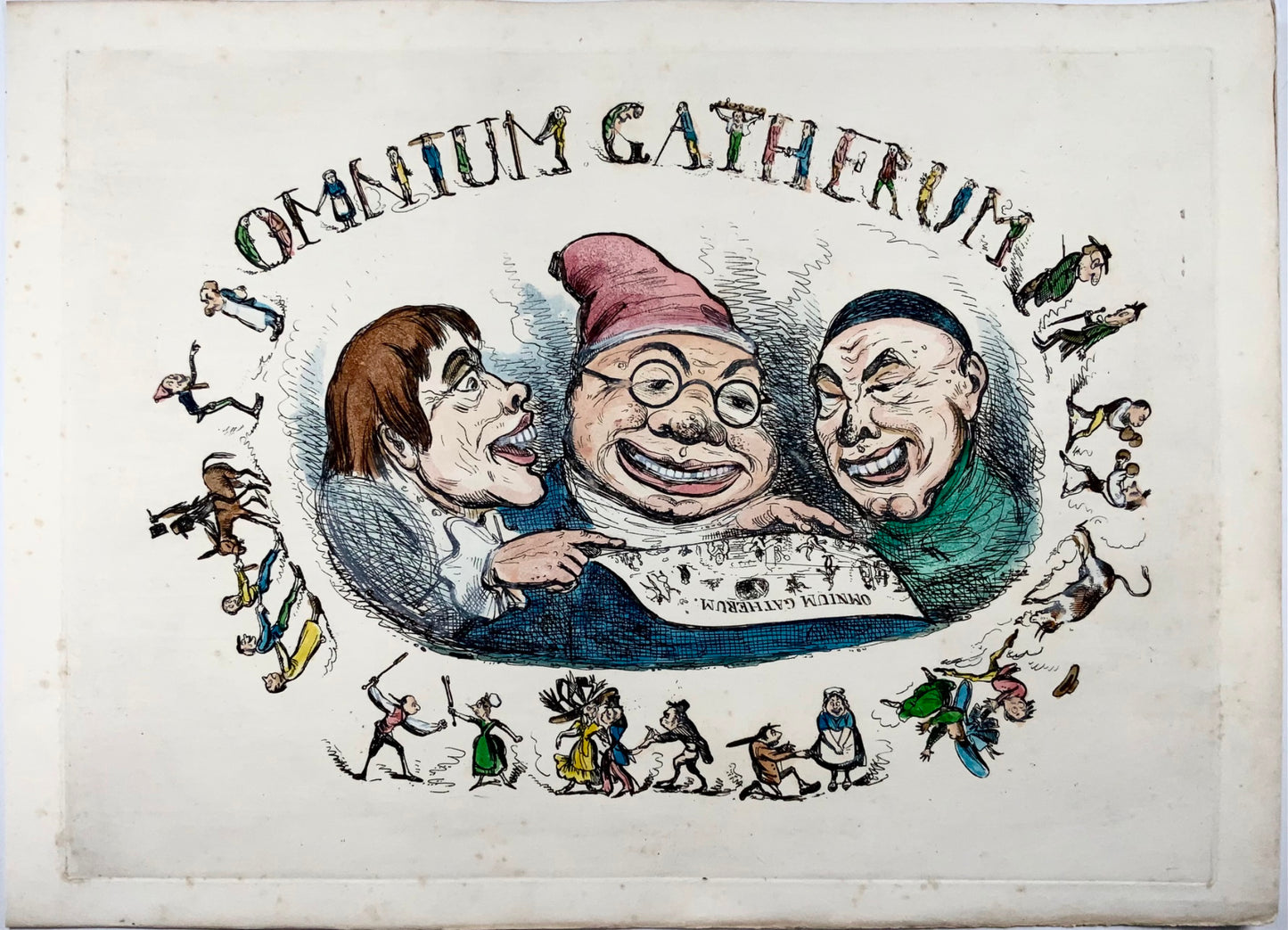 1840 Henry Heath, Omnium Gatherum, folio caricature, satire, original