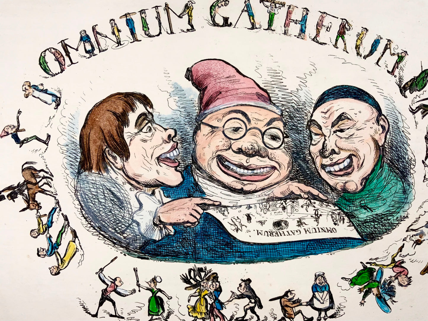 1840 Henry Heath, Omnium Gatherum, folio caricature, satire, original